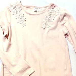 Girls Lt Pink Cotton Top with Lace at Shoulders